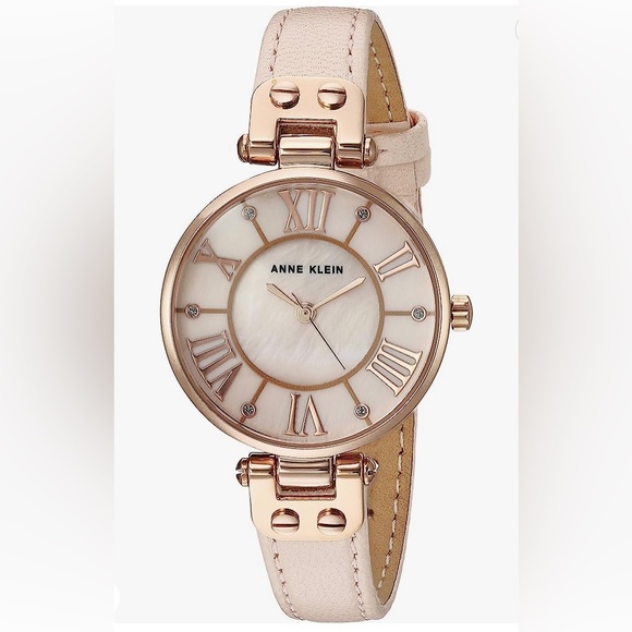 Anne Klein Women's Glitter Accented Leather Strap Watch Brand New - Picture 1 of 4